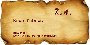 Kron Ambrus névjegykártya